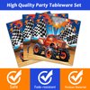 Tevxj 96PCS Truck Birthday Tableware Set Racing Car Dinnerware Disposable Plates Truck Theme Party Plates Napkins Forks for Boys Kids Car Party Decorations Supplies 24 guests