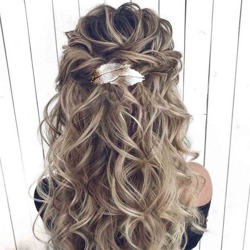 Andelaisi Vintage Gold Feather Leaf Hair Clips, Barrettes and Decorative Hair Accessories for Women and Girls