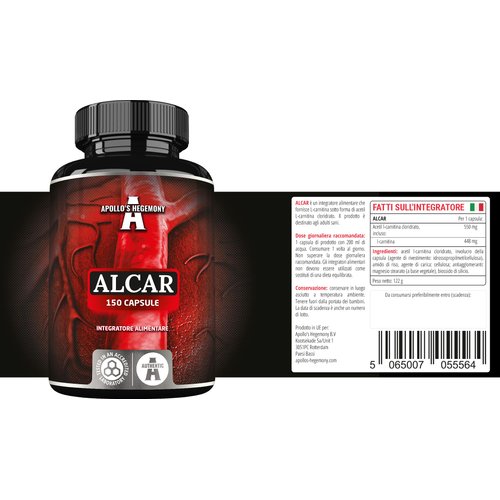 Apollo's Hegemony Acetyl L-Carnitine HCL 550 mg, ALCAR 150 Vegan Capsules, 5 Months Supply, High Strength Amino Acid Supplement, Supports Cognitive Functions & Energy Levels