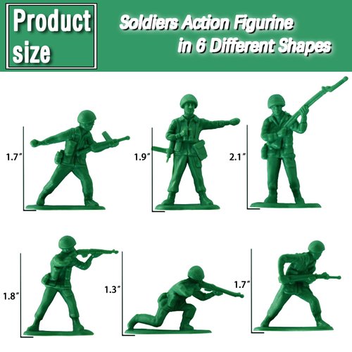HAPTIME Classic Toy Soldiers Set (50 pcs ) , Green Army Men Action Figures, Plastic Military Toys for Boys- Inspire Creative Play and Learning Adventures for Kids