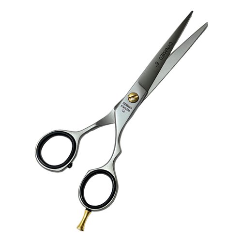 6" Barber Scissors With Finger Rest Razor Sharp Blades Hair Cutting Scissors and Thinning Shears Salon Tools - German Stainless CE (Screw-On Finger Rest)