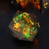 Haxtec Galaxy DND Dice Set Sharp Edge Dice with Dice Case Handmade Yellow Black Resin D&D Dice Set for TTRPGs Dungeons and Dragons Gifts