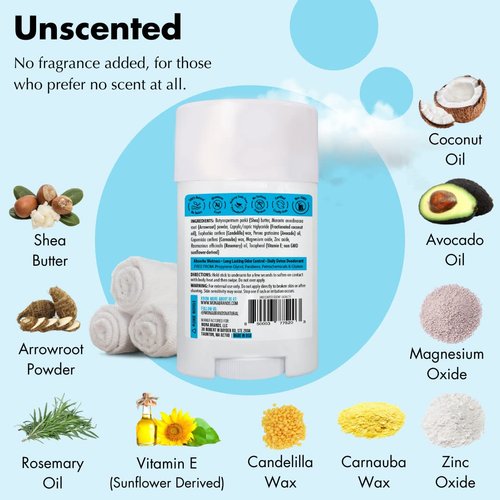 MONA BRANDS All Natural Deodorant For Women & Men | For Sensitive Skin | No Aluminum or Baking Soda | (UNSCENTED 1.76 Oz)