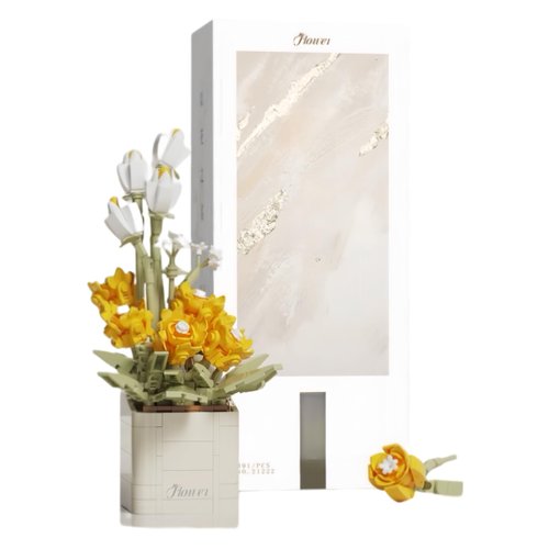 Fzjjyana Floral Building Blocks Building Decorative Vase Set - Orchid and Chrysanthemum Building Blocks, Suitable for Furniture Decoration, Holiday Surprise, Best Gift for Family or Yourself