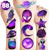 8 Sheets (88PCS) Galaxy Temporary Tattoos Themed Space Birthday Party Decorations Supplies Favors Decor Stickers for Kids Gifts Classroom School Prizes Rewards
