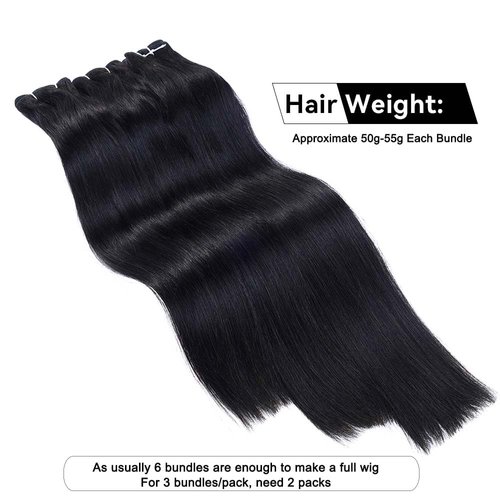 16A 3 Bundles16/18/20 Inch 150g Straight Bundles Human Hair 100% Unprocessed Real Human Hair Extensions Raw Human Hair Natural Black Color