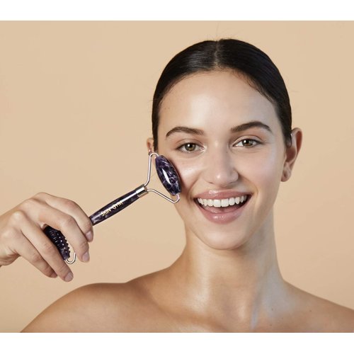 Skin Gym Amethyst 2D Texturized and Smooth Facial Roller Massager for Wrinkles and Fine Lines Anti-Aging Face Lift Skin Care Beauty Tool