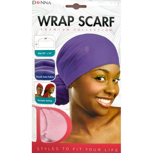 DONNA Soft Satin Long Wrap Scarf 58" x 14", Silk Hair Wrap for Sleeping Head Wrap for Women, Headband for Women PINK Color