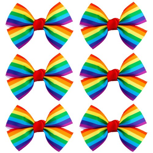 Whaline 6Pcs Gay Pride Day Rainbow Hair Bow with Clip Grosgrain Rainbow Hair Pins Bow Hair Barrettes Holiday Hair Accessories for Girls Women Wedding Birthday Gifts
