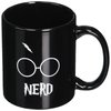 Glasses and Lightning Bolt Nerd Book Nerdy 12 oz Ceramic Coffee Mug (Black)