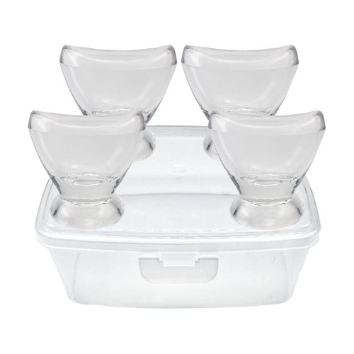 Boyizupha 4 Pcs Transparent Glass Eye Wash Cup for Eye Rinse,Cleansing with Storage Container,Set of 4