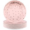 Aneco 60 Pieces 7 Inches Disposable Paper Plates Pink Rose Gold Foil Dot Dessert Plates Round Paper Plates for Wedding Bridal Shower Birthday Party Decorations