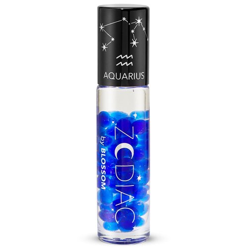 Blossom Zodiac Sign Roll-On Lip Gloss, Vanilla Scented + Moisturizing with Crystals, Made in USA, 0.20 fl. oz./5.9ml, Aquarius