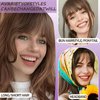 Fake bangs with curlers, hair clip style hair clip, simple hair extension, French bangs, clip style air curved bangs, suitable for women's daily wear (Light brown)