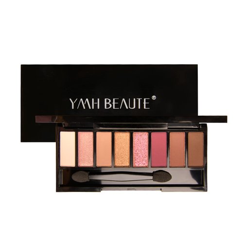 YMH BEAUTE 8 Color Eyeshadow Palette with Applicators, High Pigment Matte Shimmer Neutral Smoky Eyeshadow Palette, Cruenlty Free