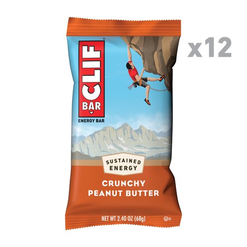 CLIF BAR - Crunchy Peanut Butter - Made with Organic Oats - Non-GMO - Plant Based - Energy Bars - 2.4 oz. (12 Pack)