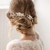 Unicra Bride Wedding Flower Hair Pins Bridal Pearl Hair Piece Crystal Hair Accessories for Women and Girls (Pack of 3) (A-Silver)
