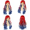 Anogol Hair Cap+80Cm/32Inch American Flag Wig 4th of July Costume Wig Red White and Blue Curly Wig For Party Cosplay Women, Election Wig Patriotic Hair Costume Wigs Halloween