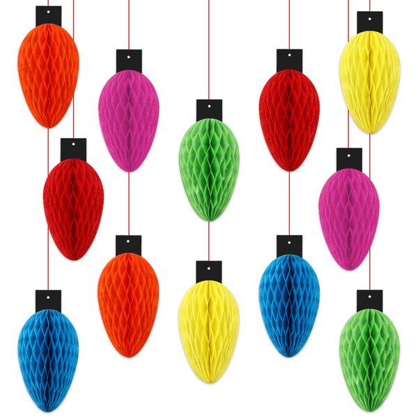 12PCS Merry Christmas Honeycomb Ball Decorations Centerpieces for Tables Holiday String Lights Hanging Ceiling Sign Merry and Bright Party Supplies for Christmas Theme Birthday Baby Shower Party Favor