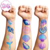 100 PCS Sea Shell Mermaid Birthday Party Decorations Favors Supplies Beach Ocean Seashells Decor Temporary Tattoos Stickers for Girls Boys Cute Gifts School Prizes Rewards
