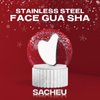 Sacheu Stainless Steel Gua Sha - Metal Gua Sha, Gua Sha Facial Tools Stainless Steel, Reduce Puffiness, Lymphatic Drainage, Facial Tension, Durable Stainless Steel Gua Sha Tool with Travel Pouch