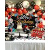 Mocsicka Racing Car Happy Birthday Backdrop Banner Car Themed Birthday Party Decorations Banner Racing Theme Party Supplies for Photography (Red, 70.8x43.3 inch)