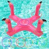 Uniqhia Inflatable Pool Ring Toss Games Toys, Floating Shark Flamingo Swimming Pool Ring with 6Pcs Rings, Swimming Pool Games for Kids Adults Summer Pool Party