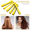 48 Pieces Hair Perm Rods Short Cold Wave Rods Plastic Perming Rods Hair Curling Rollers Curlers with Steel Pintail Comb Rat Tail Comb for Hairdressing Styling Supplies (0.28 Inch, Yellow and Orange)