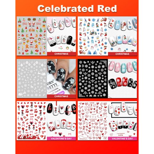 IDDFEVE 36 Sheets Varied Nail Art Stickers, All Holiday Variety Pack Seasonal Nail Decals, Self-Adhesive Pegatinas Uñas Colorful Design for Flowers Butterflies Luminous Star Halloween Christmas