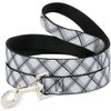 Dog Leash Plaid X White Gray 4 Feet Long 1.0 Inch Wide