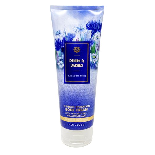 Bath & Body Works Denim & Daises - Duo Gift Set - Body Cream and Shower Gel with Aloe Vera Soap., blue