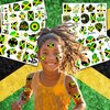 100 PCS Jamaica Flag Temporary Tattoos Themed Birthday Party Decorations Supplies Favors Decor Yellow Green Jamaican Palm Tree Tattoo Stickers Gifts For Game Kids Boys Girls Classroom School Prizes