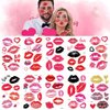 Valentines Day Temporary Tattoo 84 Pcs Kiss Lip Tattoo Stickers Heart Love Romantic Couple Sweet Fake Body Face Tattoo Gift Anniversary Birthday Wedding Party Favors