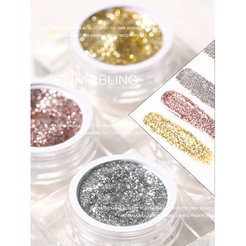 Gorvalin 3 Boxes Glitter Gel Nail Polish, 3D Gold Silver Rose Gold Nail Art Painted Liner Gel Nail Polish Holographic Chrome Sparkle Glitter Nail Polish for Salon Home Nail Art DIY
