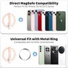 Magnetic Phone Ring Holder with Adjustable Kickstand, Compatible with iPhone 15/14/13/12, Brooch Design with Glitter Surface, Includes Adapter Ring (Metallic Silver & Sparkling Beige)