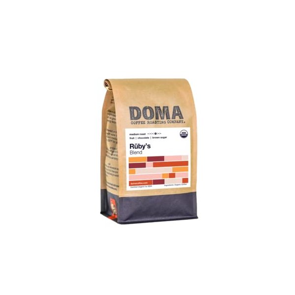 Doma Coffee Roasting Company "Ruby's Organic Espresso" Medium Roasted Fair Trade Organic Whole Bean Coffee - 12 Ounce Bag