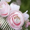 Fangsen Wedding Pink Rose Gypsophila Paniculata Flower Hair Comb Bridal Headpiece Floral Hair Accessories