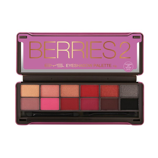 BYS Berries 2 Eyeshadow Palette, 12 Color Collection in Tin Kit with Mirror - Highly Pigmented Matte & Metallic Shades