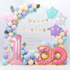 Dripykiaa 6 Pcs Donut Balloon Bouquet 40” Pink One Year Old Balloon Set for First Birthday Donuts Foil Helium Balloons Sweet One Donut Birthday Party Decorations Party Supplies Backdrops for Girls