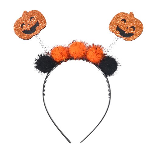 ZEYER Halloween Headband Pumpkin Headband, Cute Pumpkin Hair Band with Glitter Orange & Black Ball Halloween Hair Accessories for Women Girls Halloween Hair Hoop 1PCS