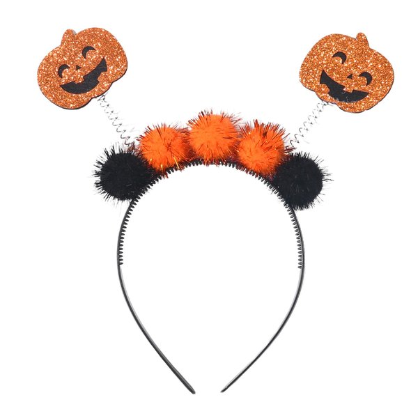 ZEYER Halloween Headband Pumpkin Headband, Cute Pumpkin Hair Band with Glitter Orange & Black Ball Halloween Hair Accessories for Women Girls Halloween Hair Hoop 1PCS