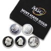 Five (5) One Gram .999 Fine Silver Rounds with Random Designs in a Jewelry Pouch by Mint State Gold