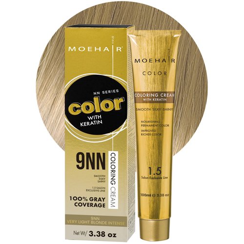 MOEHAIR 9NN Permanent Hair Color (Very Light Blonde Intense) | Hair Color for 100% Gray Coverage ...