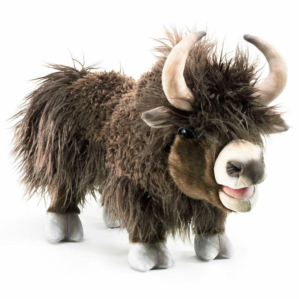 Yak Hand Puppet, Brown, Cream, Black