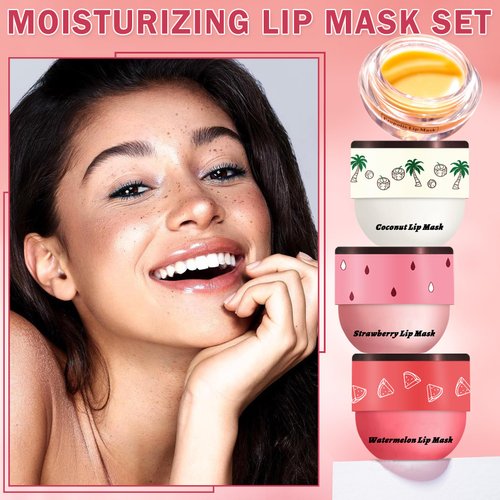 LZXLUKGIR 4PCS Honey Lip Balm Hydrating Honey Lip Mask Overnight Propolis Bee Balm Lip Balm Prevention Dry and Cracked Lip Scrub Exfoliator (Honey+Strawberry+Coconut+Watermelon)