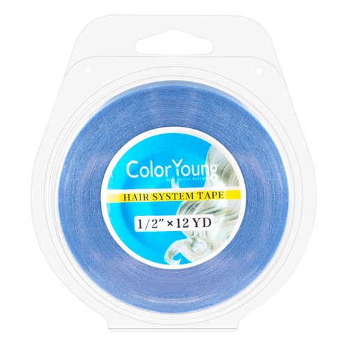 coloryoung 1/2"(1.27cm)*12Yards Blue Wig Adhesive Tape Roll Waterproof Strong Adhesive Double Sided Wigs Tape for Lace Wigs Toupee Hair Systems