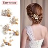 Sppry Small Pearl Alligator Hair Clips - Sparkly Rhinestone Butterfly Hair Accessories for Women or Bridal Girls in Wedding Prom Party, Set of 5 Pcs
