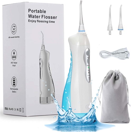Water Flosser, NBGRLVS Portable Water Flosser for Teeth, Cordless Dental Oral Irrigator Professional for Braces 3 Mode, IPX7 Waterproof Rechargeable Teeth Cleaner 2 Tips for Home and Travel (White)…