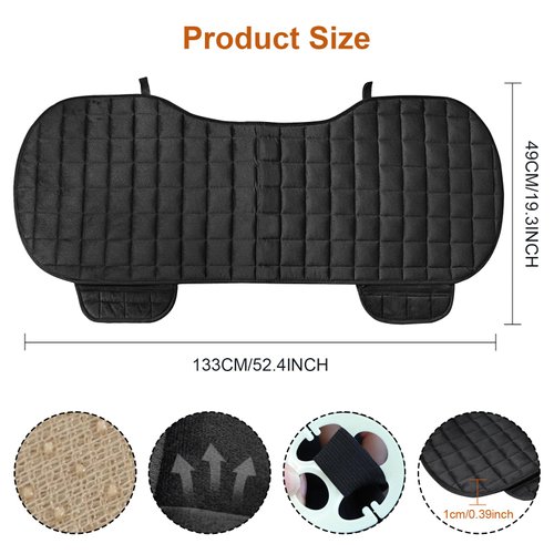 Rear Car Seat Mat,Back Seat Cover Universal Keep Warm Car Rear Seat Covers,Automotive Seat Covers with Pockets,Silk Velvet Long Rear Seat Chair Cover Protective Cushion Mat pad for Baby,Car,SUV,Sedan