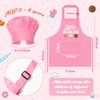 R HORSE 2Pcs Kid Apron And Chef Hat Set, Adjustable Children Pink Baker Kitchen Apron, Dress up Role Play Chef Toy, Cooking Baking Painting Kit Kid Funny Cooking Gift Birthday New Year Christmas Gift